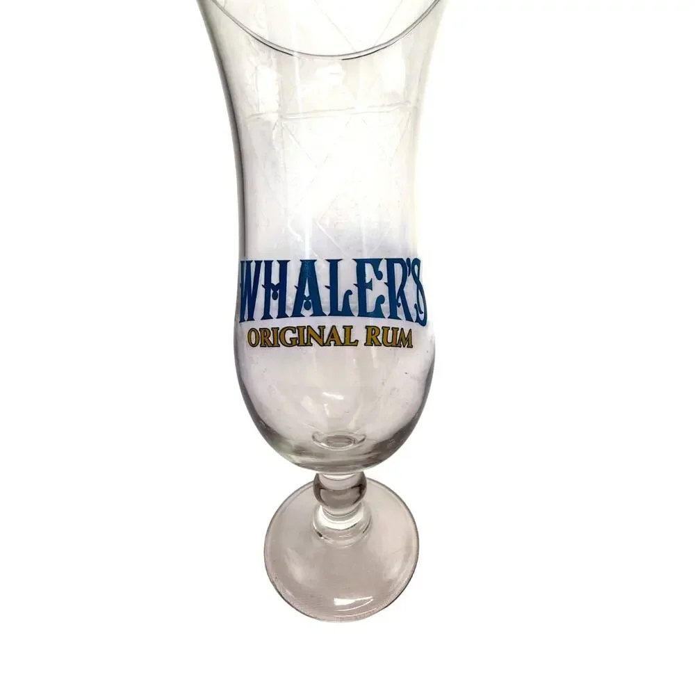 SKU3203 Whaler's Original Rum Hurricane Glass Stemmed Footed Clear Blue Yellow